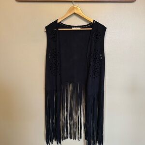 Ellison Midnight Black Vest with Fringe